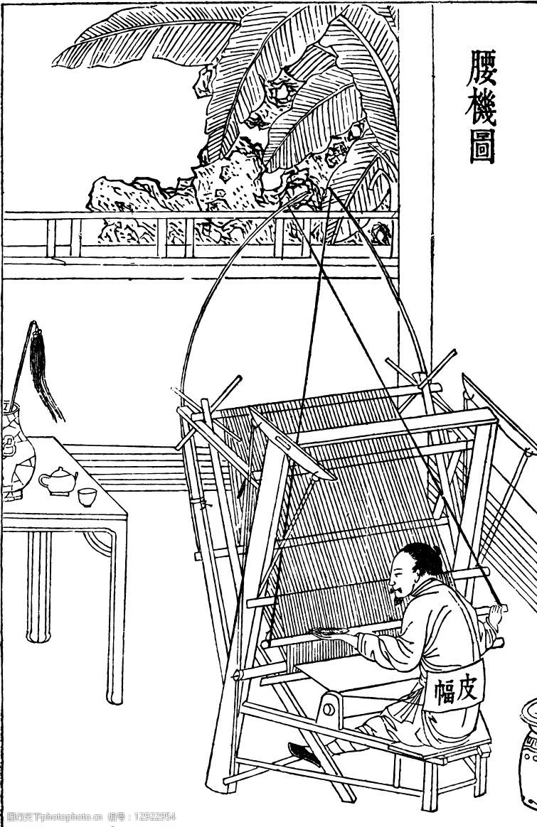 农历春耕图-织布腰机图图片