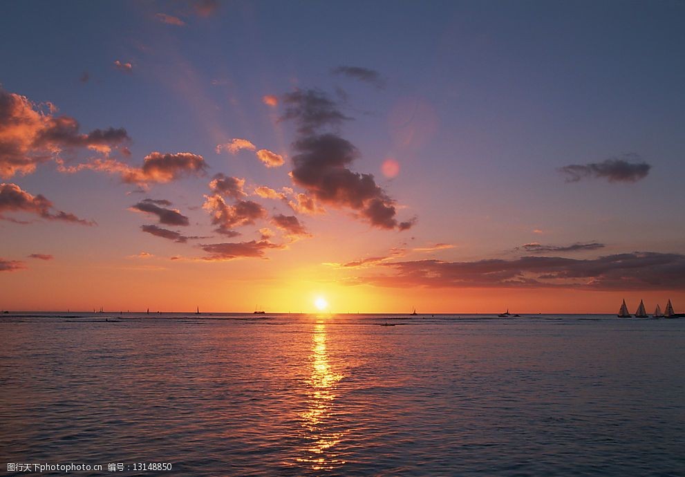 浪漫海边夕阳图片
