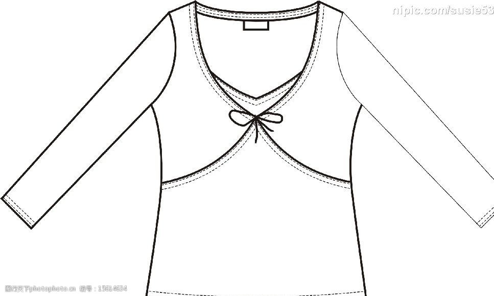 关键词:长袖蝴蝶结t恤      款式图 设计 其他设计 服装基本款式图