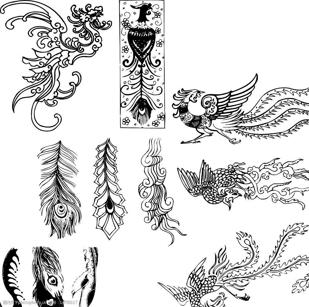 中国传统图案吉祥物凤图片