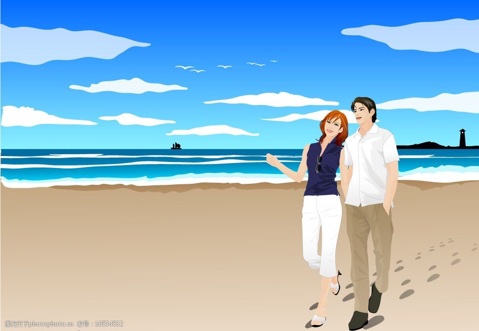 关键词:海滩情侣 旅游 矢量人物 日常生活 情侣篇 矢量图库   ai
