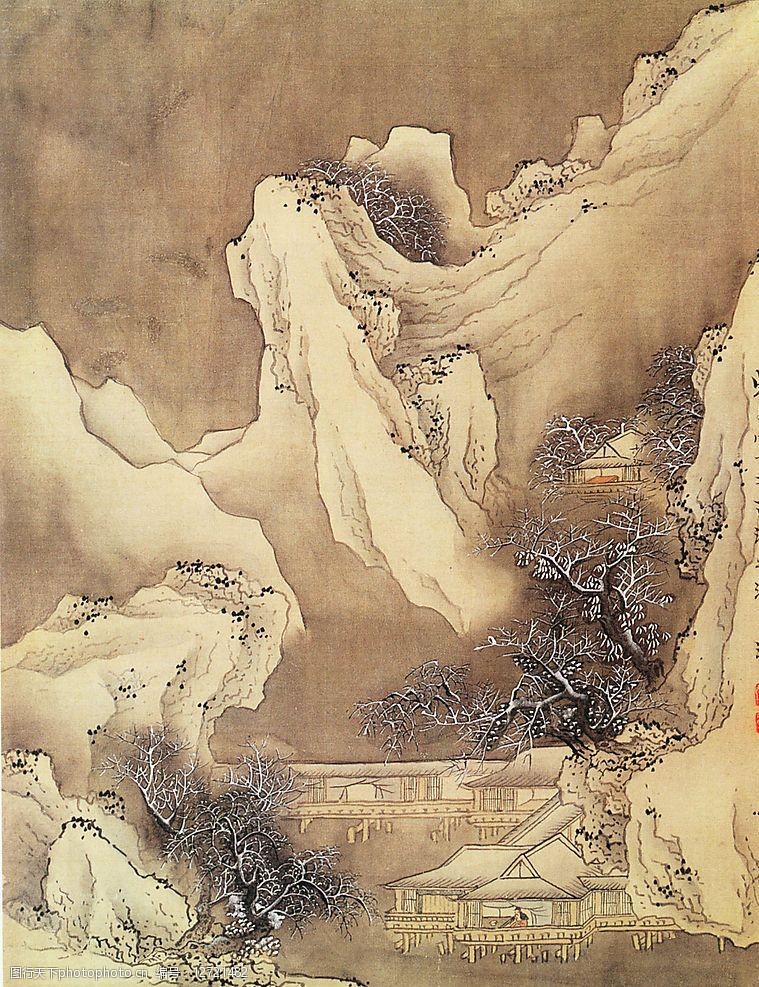 西湖之泛中流 湖边小亭 中国古代山水画 文化艺术 绘画书法 古画517张