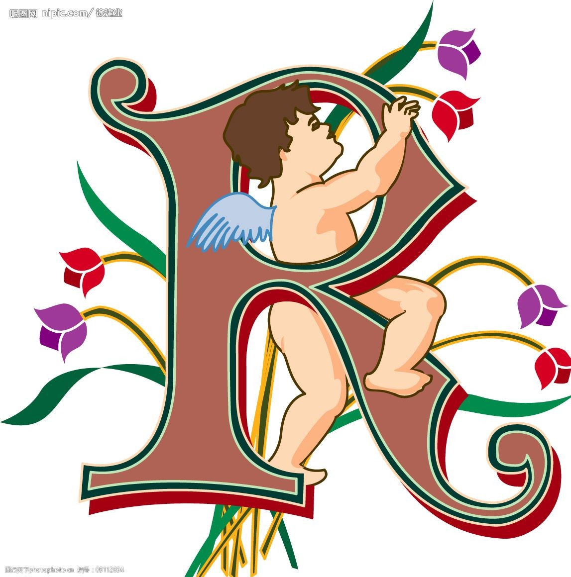 天使英文字母图片