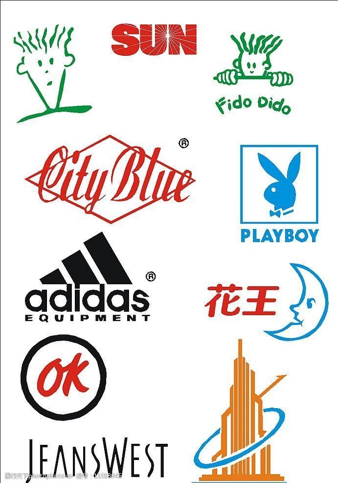 关键词:商品logo 阿迪达斯 真维斯 花王 七喜等 标识标志图标 企业