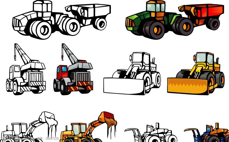 关键词:建筑用车矢量图 车 工程车 建筑用车 卡车 推土车 矢量元素