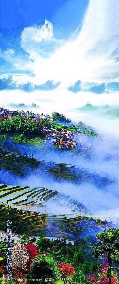 红河甲寅梯田风光图片