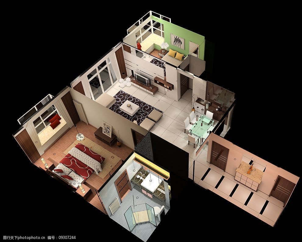 关键词:室内鸟瞰图 室内 家装        3d设计 设计图库 150 jpg