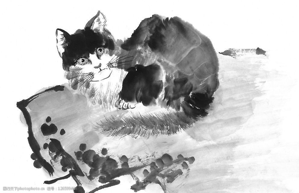 关键词:可爱的小猫 水墨国画 文化艺术 绘画书法 水墨花鸟鱼虫 设计