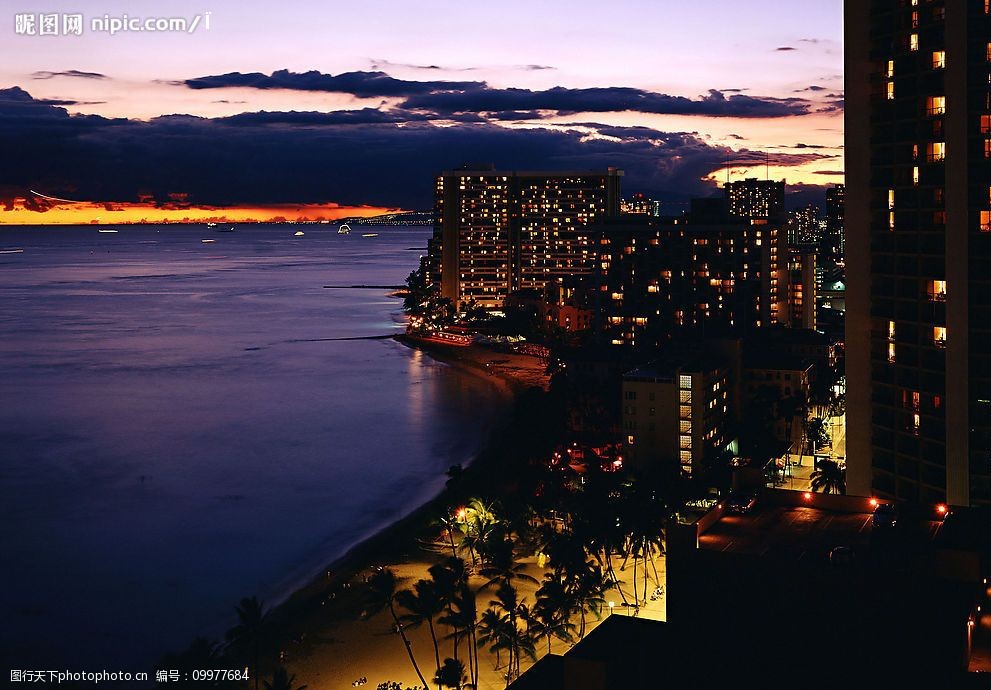 设计图库 自然景观 风景名胜  关键词:夏威夷漂亮夜景 漂亮高清晰图片