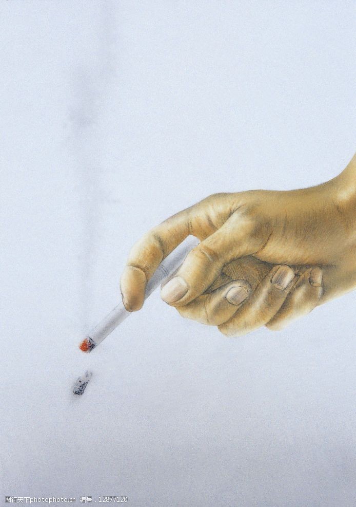 戒烟抽烟的手图片