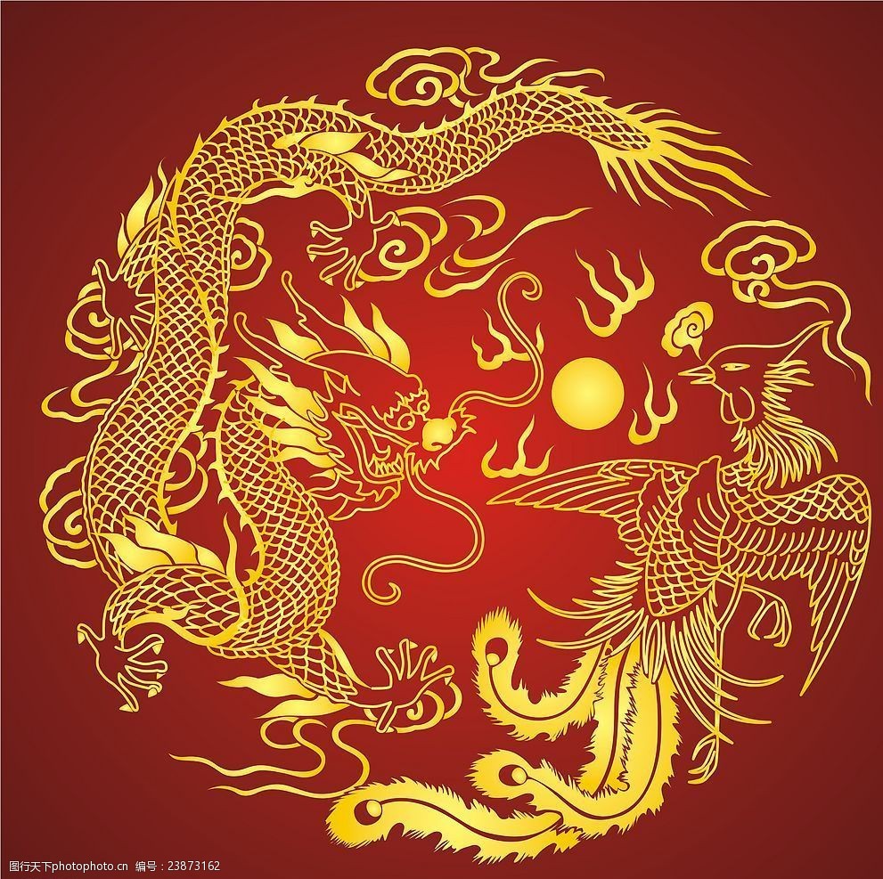 中国风 古代 古典 中国元素 传统文化 剪纸 窗花 龙凤 文化艺术 矢量