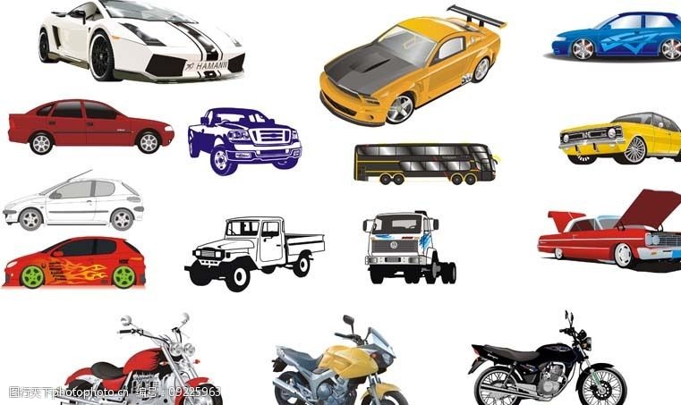 各种各样的车 货车 汽车 电动车 摩托车 现代科技 交通工具 矢量图库