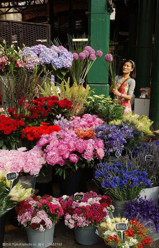 花店卖花女图片