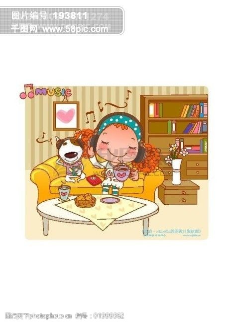 可爱胖女孩卡通漫画游玩生活矢量素材矢量图片hanmaker韩国设计素材库