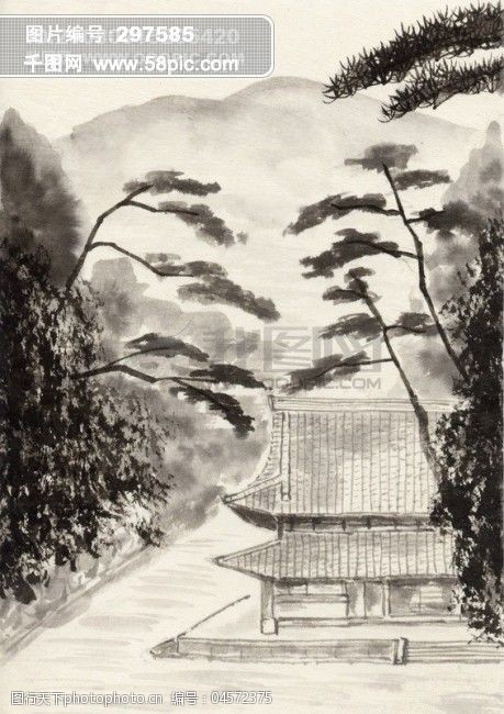 全球首席大百科古色古香水墨丹青国画山水画