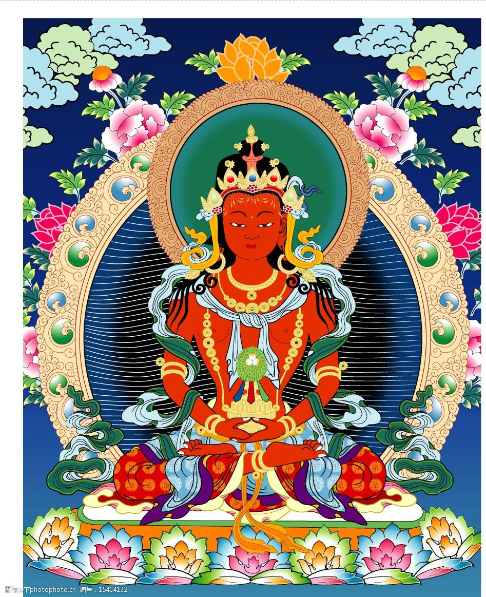 唐卡-无量寿佛图片