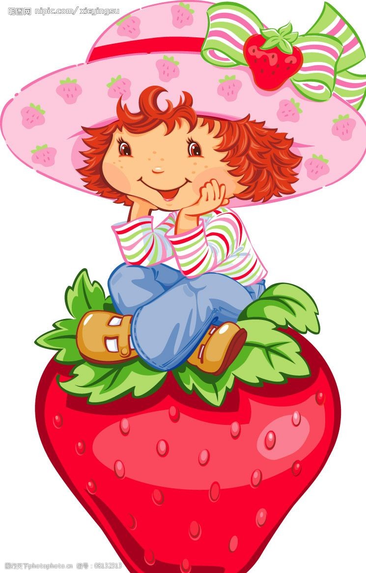 草莓女孩可爱人物卡通图片