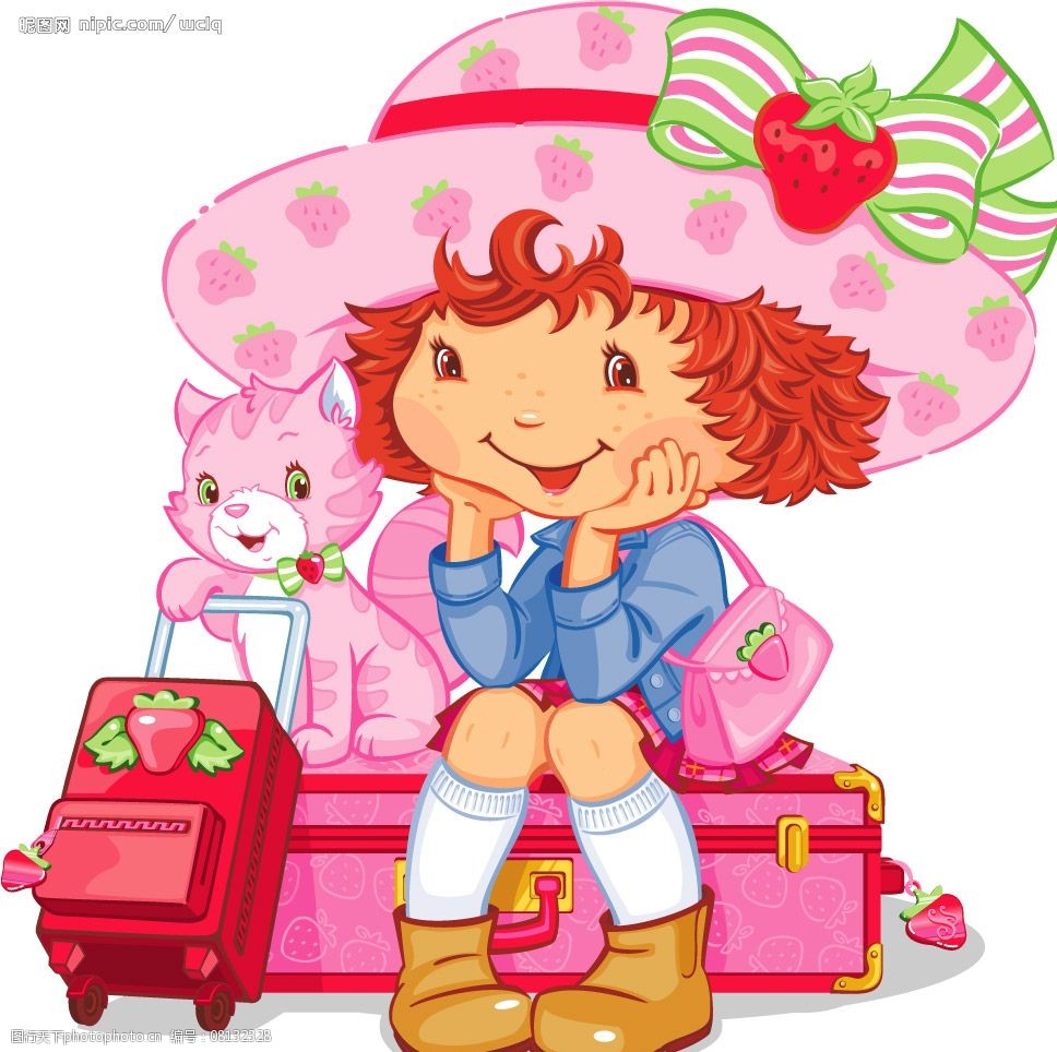矢量草莓女孩图片