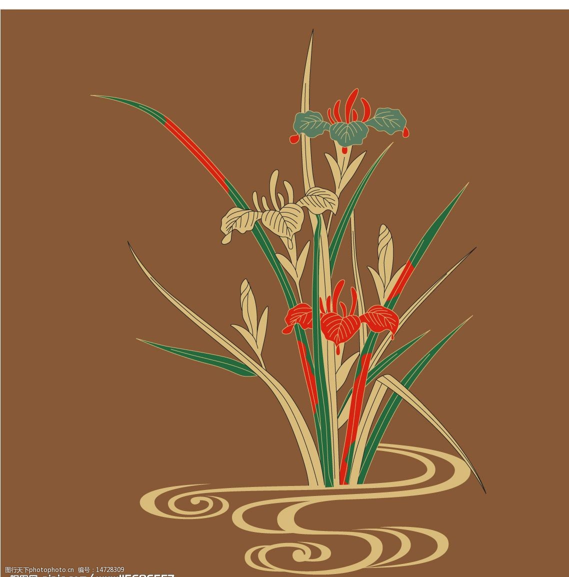 日本传统花卉植物图案矢量素材图片