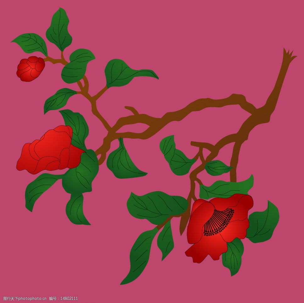 日本传统花卉植物图案矢量素材图片