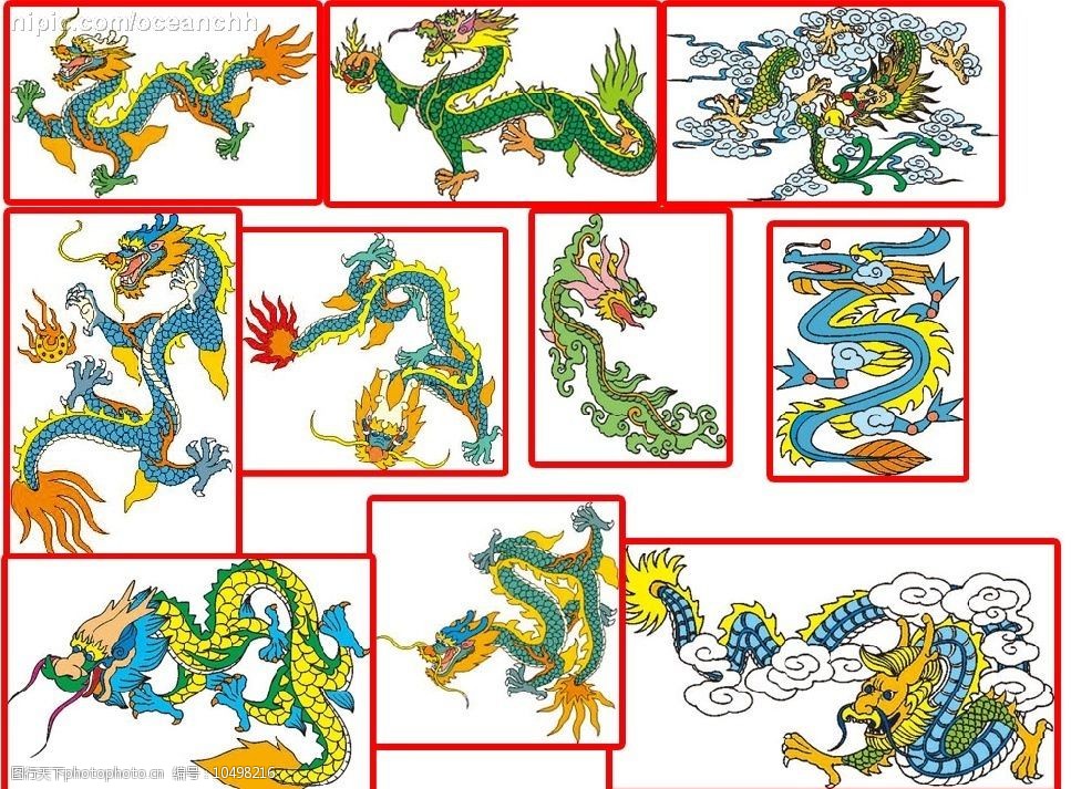 传统矢量龙纹图案21-30图片图片-图行天下图库