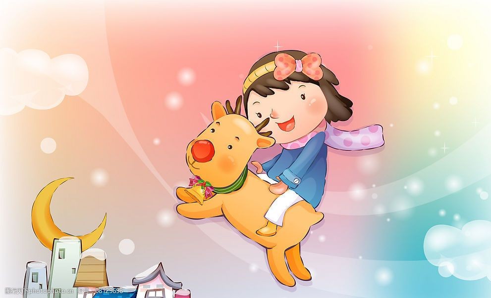 圣诞冬日童年插画图片