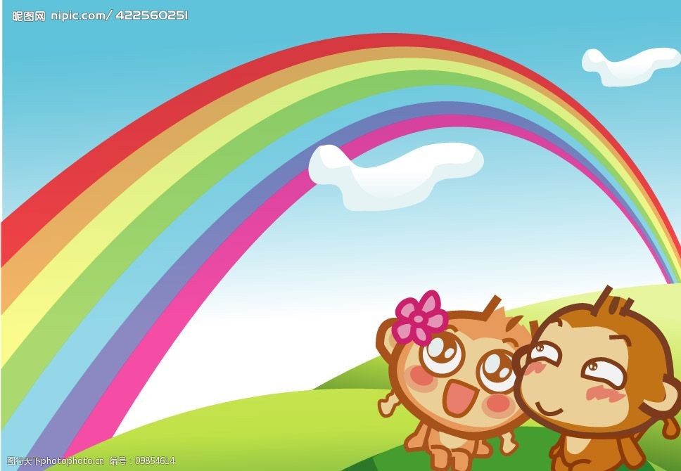 关键词:嘻悠猴 猴子 彩虹 绚丽背景 生物世界 野生动物 矢量图库   ai