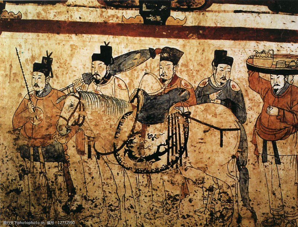 内蒙赤峰辽墓壁画-茶道图图片