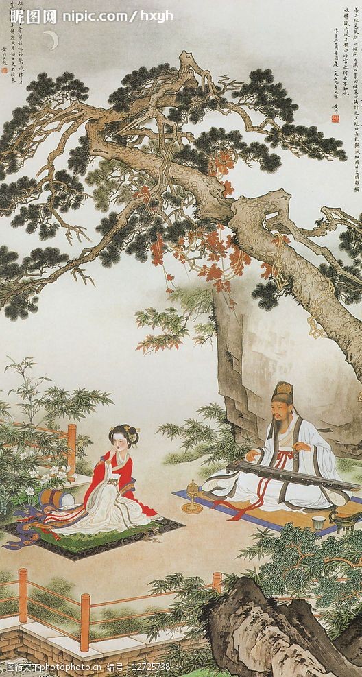 设计图库 海报设计 公益海报 关键词:文姬辩琴图 超大图 名画 国画