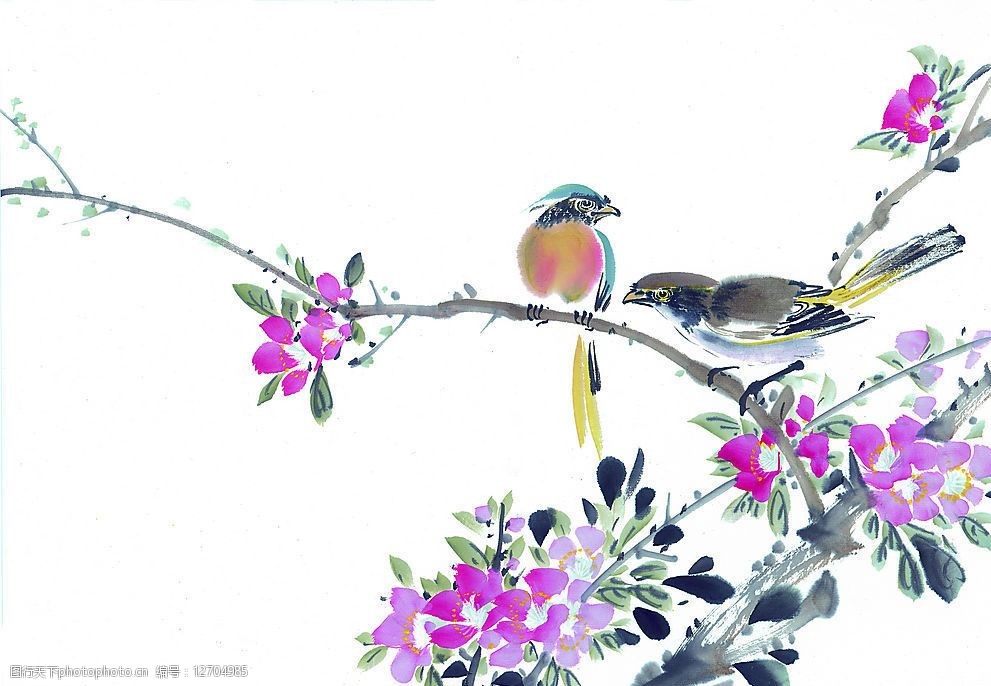 关键词:国画枝头飞鸟 文化艺术 绘画书法 设计图库 72 jpg