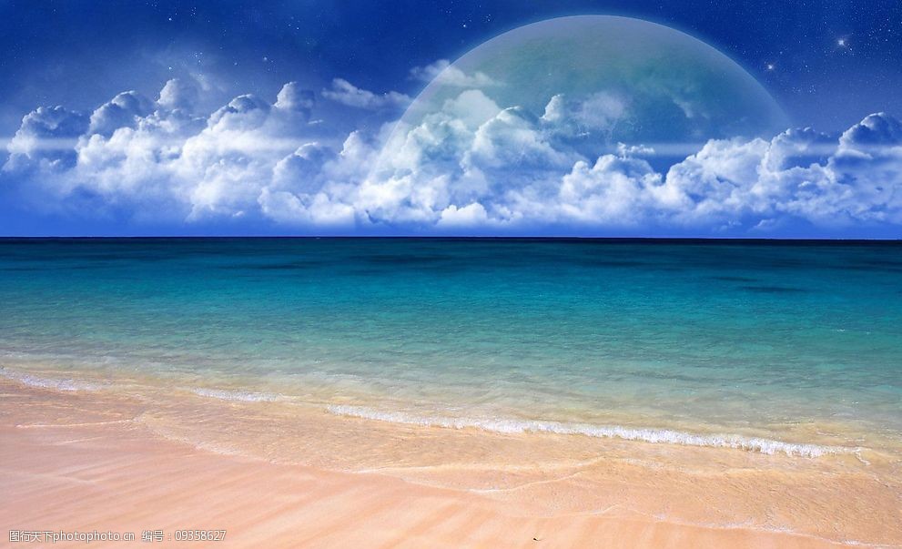 蓝天 白云 大海 海边 星球 自然景观 自然风光 设计图库 300 jpg