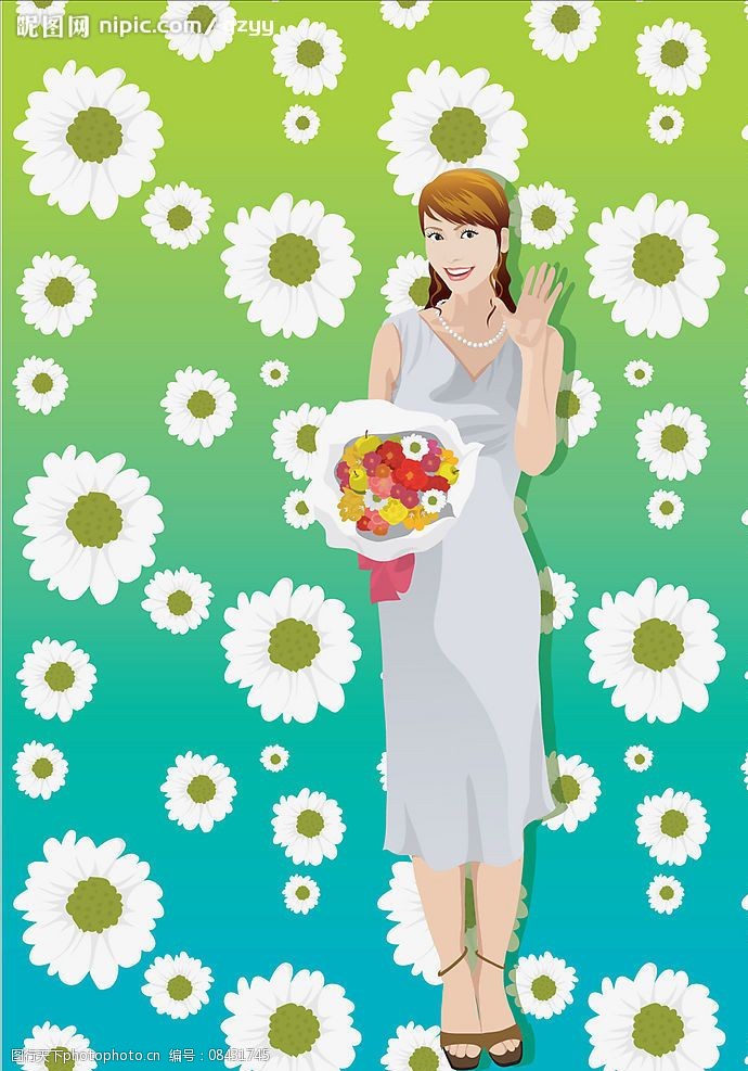 拿鲜花的女孩图片