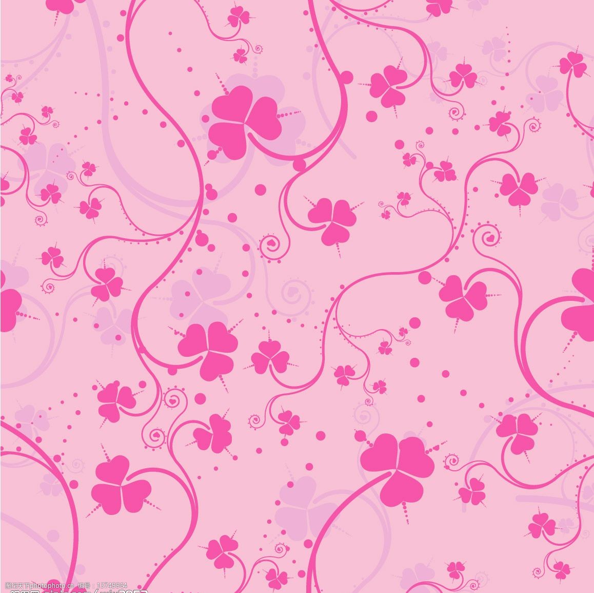 可爱花纹平铺背景矢量素材图片