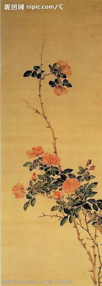 关键词:花卉图 吴熙载 中国画 国画 花鸟画 传世 名画 月季 文化艺术