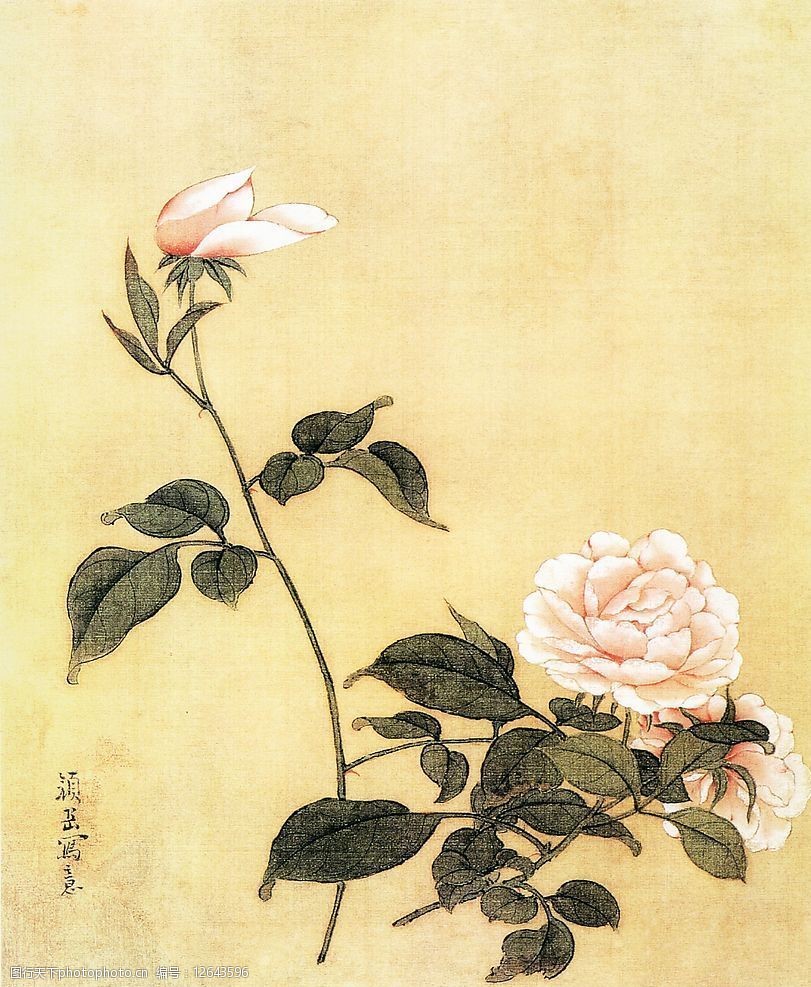 关键词:花卉图 吴熙载 中国画 国画 花鸟画 传世 名画 月季 文化艺术