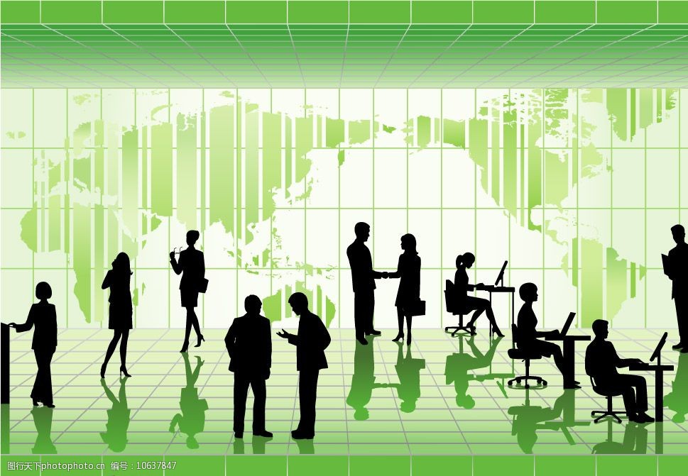 商务人物剪影插画图片