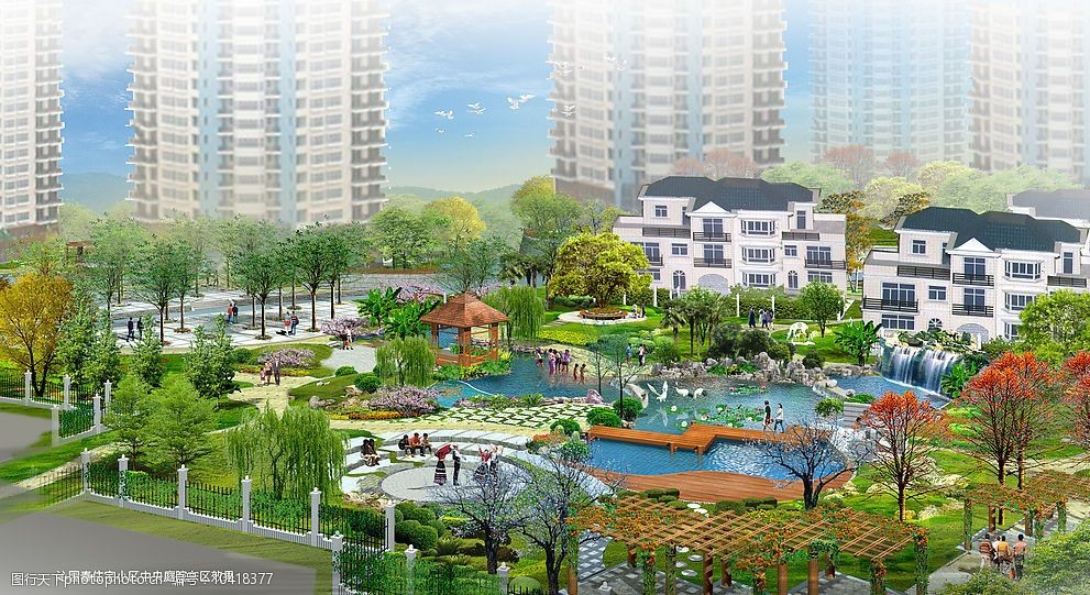 沁园春住宅小区中央庭院东        建筑 园区 规划 环境设计 景观设计