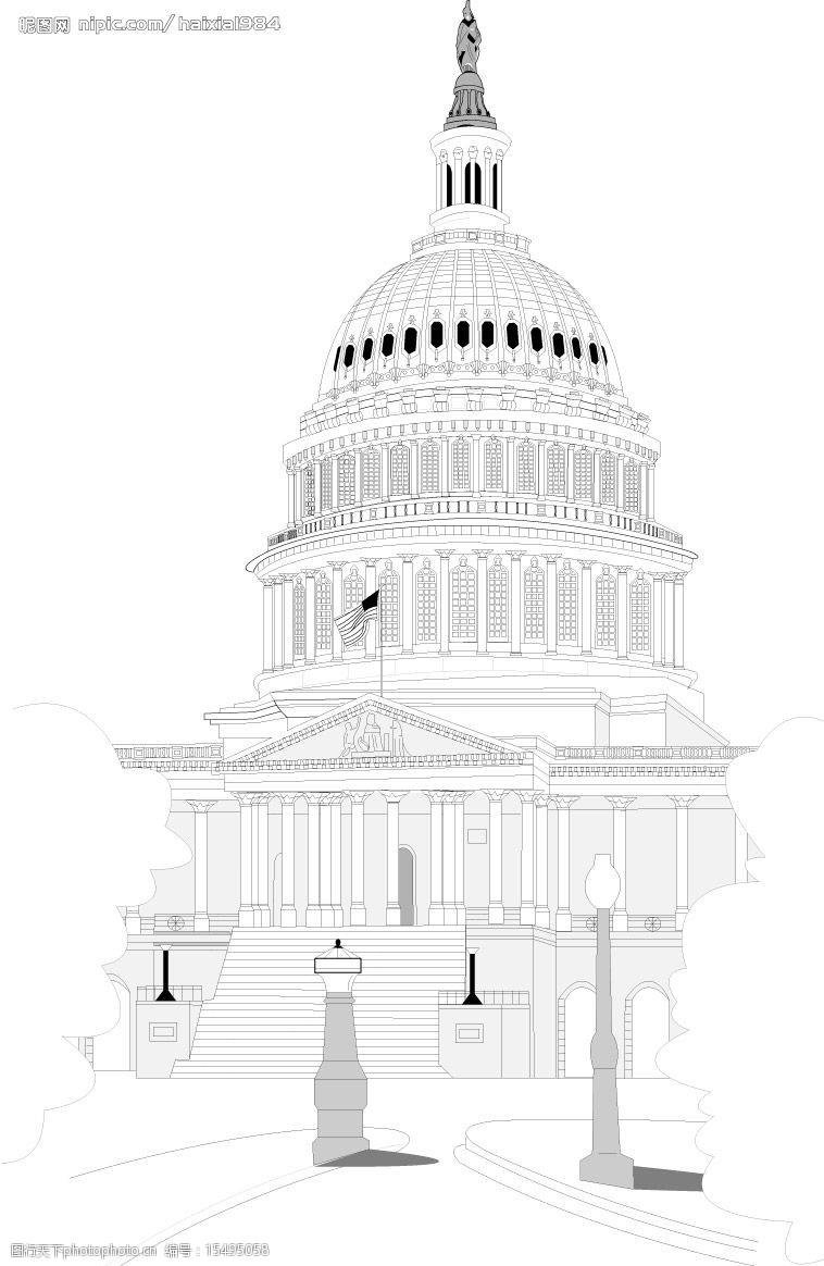 美国白宫怎么画简笔画图片